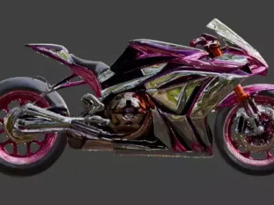 Luxury Cyberpunk Motorcycle 3D Model Low-poly 3D model