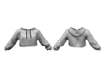 Cropped Hoodie Low-poly 3D model