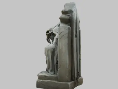 Fantasy Medieval Statue Stone Figure Wall Decor Low-poly 3D model