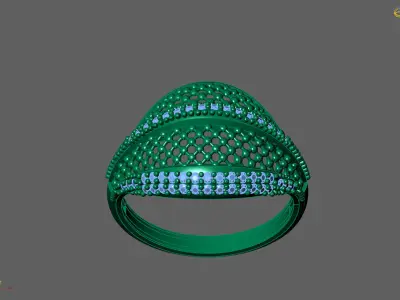 Women Ring With Stone Diamond Ready STL 3DM Models Womens Rings 3D print model 2