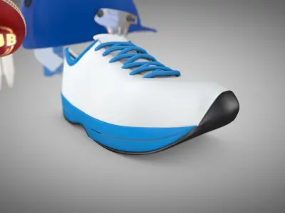 Cricket bat and helmet Low-poly 3D model