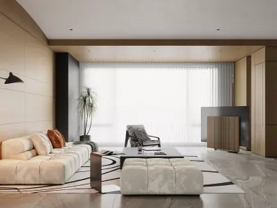 Modern living room dining room interior scenes 383 3D model