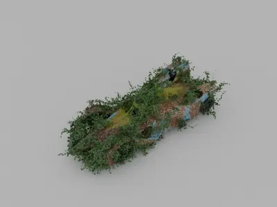 Damaged Rusty Car Low-poly 3D model