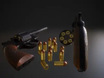 Colt  M 1917 Revolver  Low-poly 3D model