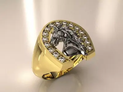 ANILLO HERRADURA CABALLO-HORSE RING-HORSESHOE-ANH-HORSE-01  3D print model