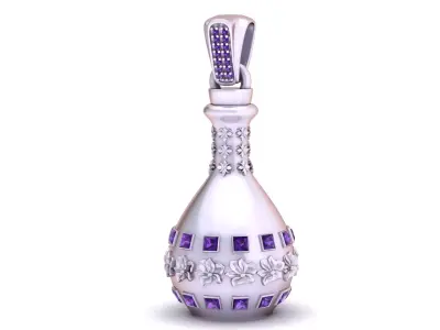 Floral Ruby Bottle Pendant   3D Printable Jewelry 3D print model