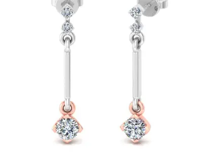 Solitaire Women Drop Earring 3dm STL OBJ FBX Renders Details 3D print model