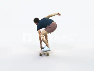 Flow 03G Riding a Skateboard Sports Man Low-poly 3D model
