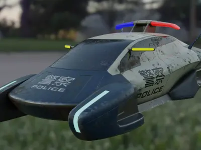 Futuristic police car Low-poly 3D model