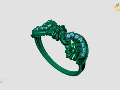 Womens Diamond Signet Ring Women Rings 3dmodels 3D print model 3D print model 10