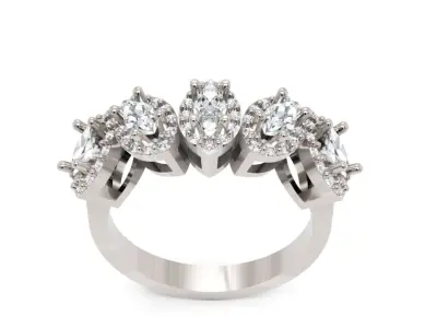 Luxury Marquise Diamond Halo Ring Gold Cocktail Ring 3D print model