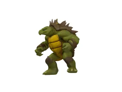 Turtle Warrior 3D Model  Armored Reptile Fighter 3D model