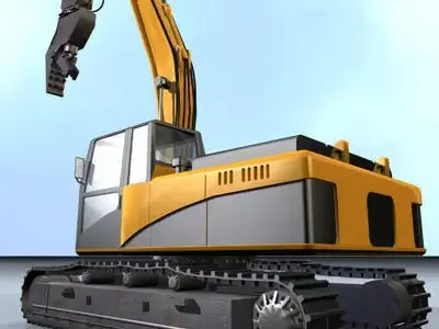 Hydraulic Excavators with demolition bucket 3D model
