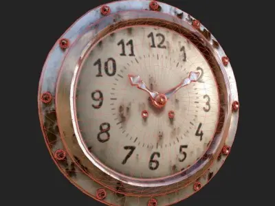 Clock 4K PBR GameReady old rusty Low-poly 3D model