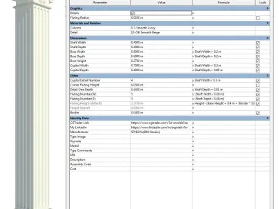 Classic Column Revit Family Pack 22 Models Parametric 3D model