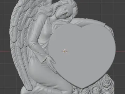 Angel with heart for cnc 3D print model