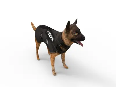3D Police Dog low poly Model  Low-poly 3D model