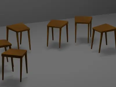 Table and stool Free low-poly 3D model