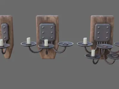 Complete set of wall chandeliers Low-poly 3D model