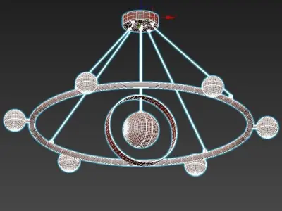 raise-p436 circular chandelier with glass shades 3D model
