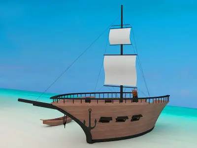 Old Ship Low-poly 3D model