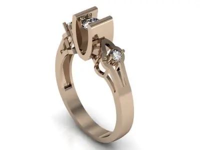 Solitaire ring 3D print model 26