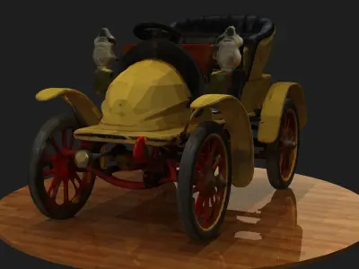 Yellow Vintage buggy  car figure  Low-poly 3D model