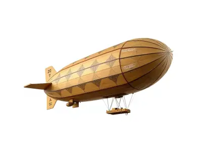 Golden Vintage Airship model pack Low-poly 3D model