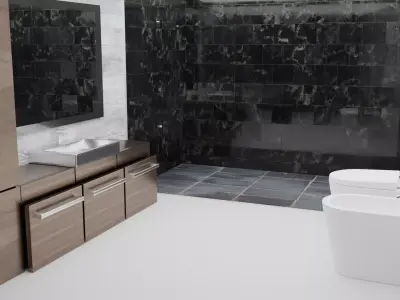 bathroom modern with walls Free low-poly 3D model