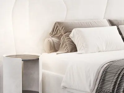 Rossio Beige Double Bed 3D model