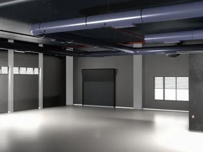 GARAGE car studio interior Warehouse 3D model 3D model