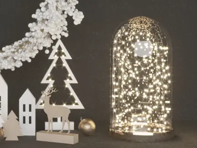 Christmas White silver decoration set Luxury 3D model