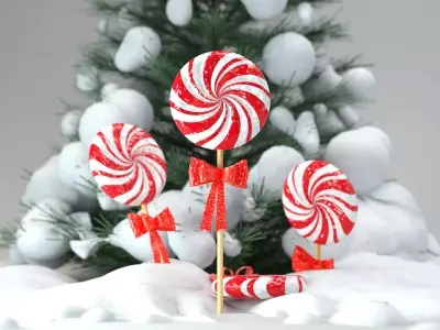 Christmas Candy Turbine Lollipop 3D Model 3D model
