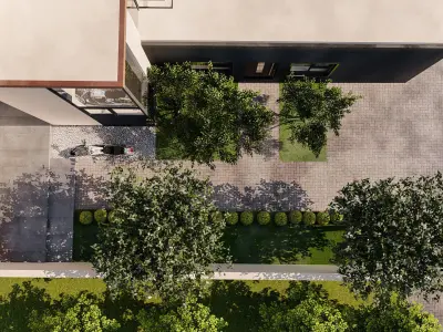 backyard pool design  of luxury house 3D model