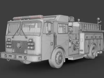 Fire Truck Low-poly 3D model