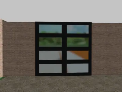 8 foot Black Glass Garage Door 3D model