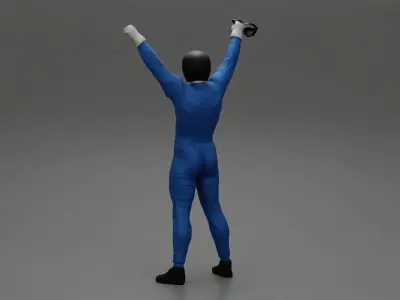 winning racing driver Celebrates his victory holding glasses 3D print model