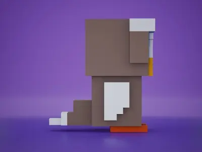 Voxel - Owl Low-poly 3D model
