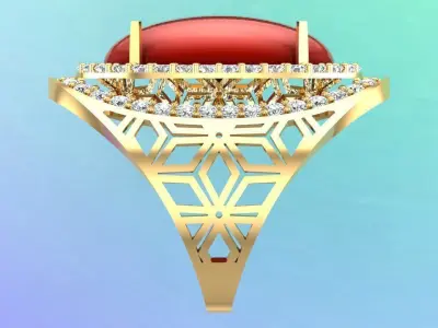 Gemstone Rings - Oval stone ring - Womens Rings 3D print model