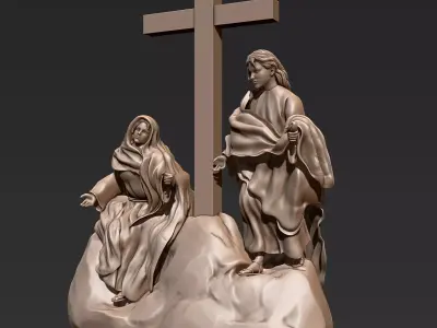 Jesus and Mary at the Cross 3D print model