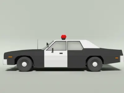 Low Poly Cartoon Dodge Monaco Police Car Low-poly 3D model