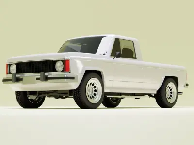 80s pickup truck Low-poly 3D model