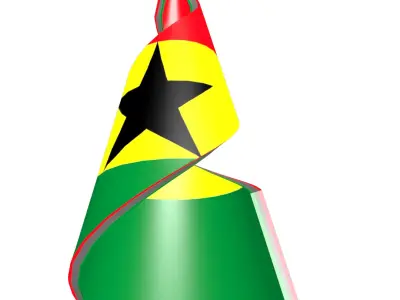 Ghana Flag on a spiral helix structure 3D model