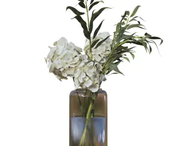 HYDRANGEA Bouquet with Eucalyptus Low-poly 3D model