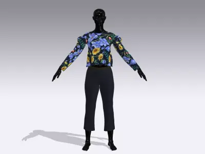 Woman Cloth Dress Low-poly 3D model 6