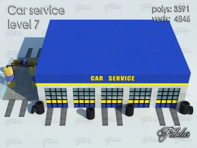 Car service level Low-poly 3D model