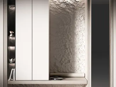 Cabinet Furniture for hallway Wall with textured relief stone 3D model