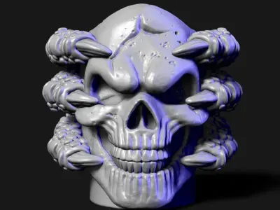 Skull with claws vol1 Penholder cum flowerpot home decor 3D print model