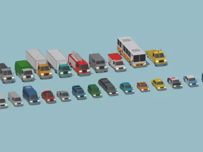 Low Poly Vehicle Pack Low-poly 3D model