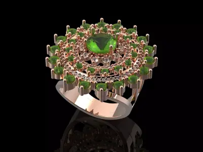 Fashion Ring With Brilliants 3D Print Model 3D print model